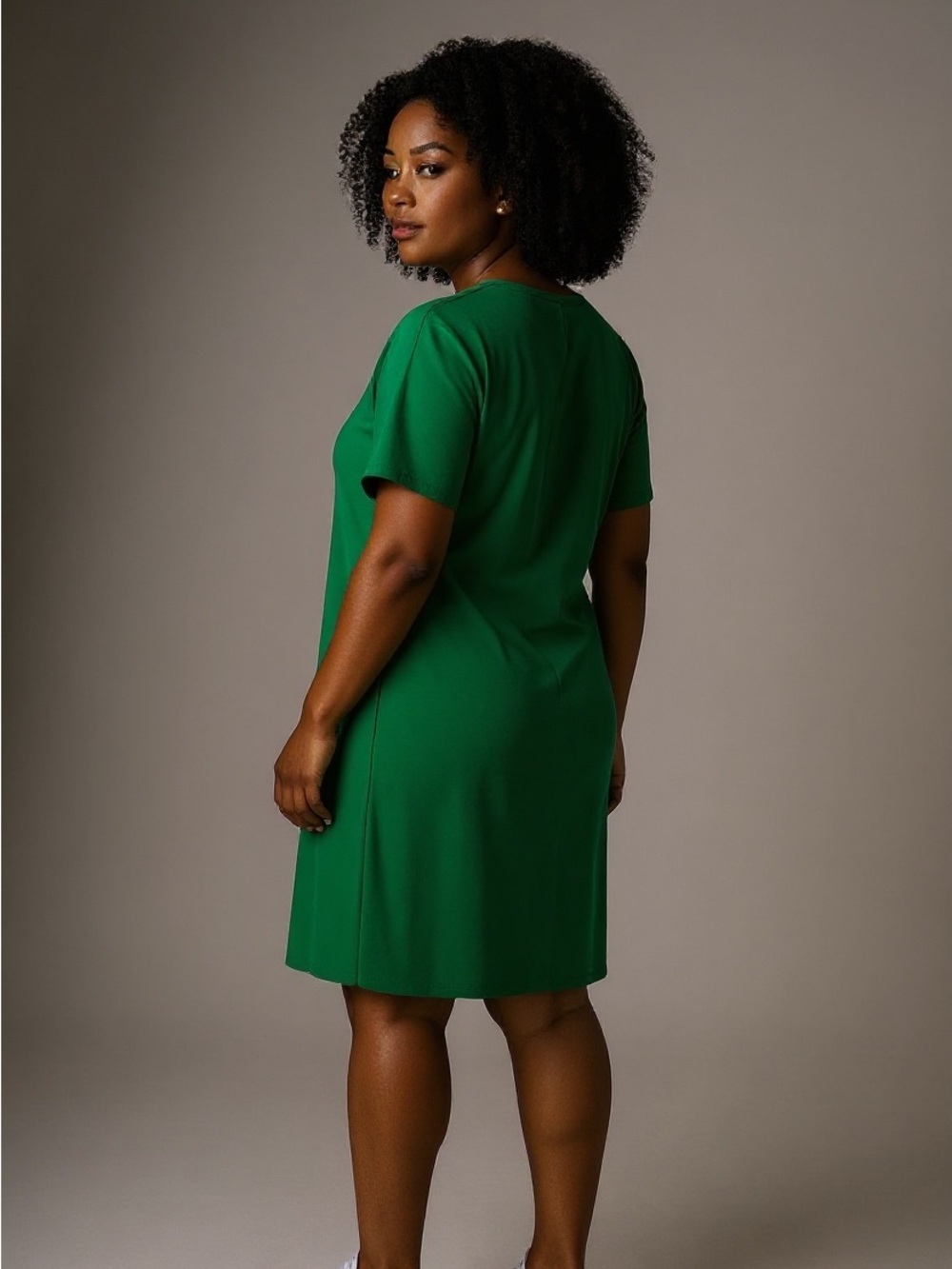 Lands' End Emerald Green Short-Sleeve Midi Dress 26W